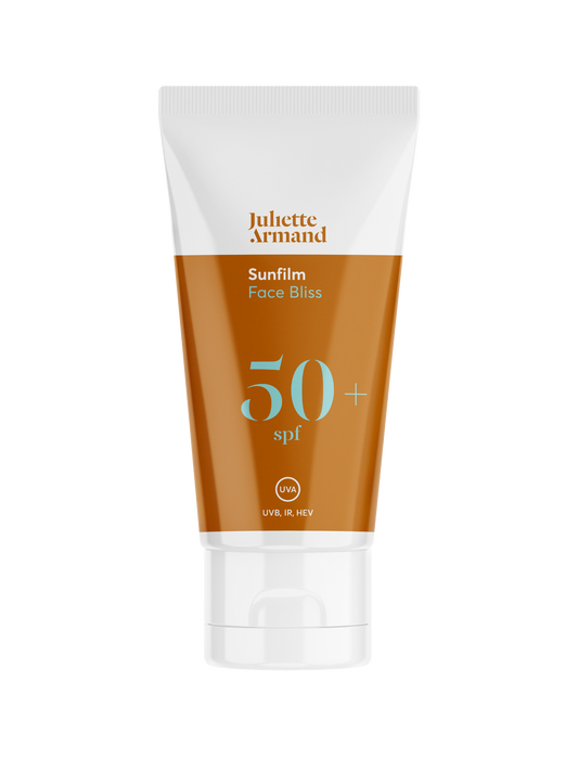 Sunscreen tube labeled 'Juliette Armand' with SPF 50