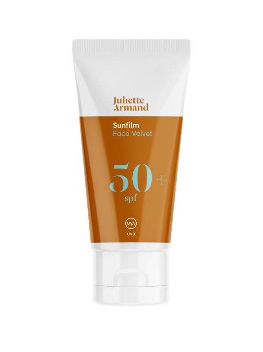 Sunscreen tube labeled 'Juliette Armand' with SPF 50