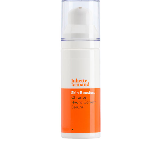 Skincare serum bottle with orange label