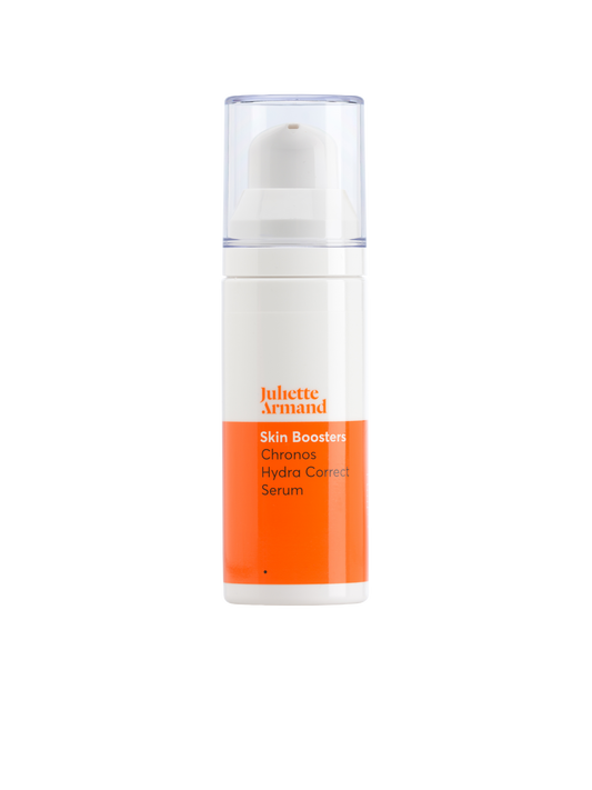 Skincare serum bottle with orange label