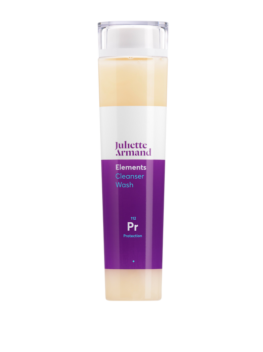 Skincare bottle with purple label