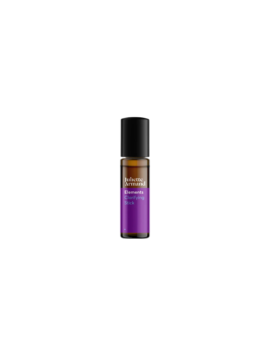 Bottle with purple label that says CLARIFYING STICK
