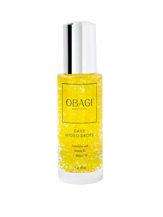 Obagi skincare bottle with yellow label