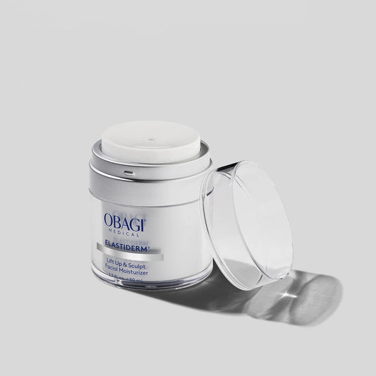 Obagi medical cream jar on a light gray background