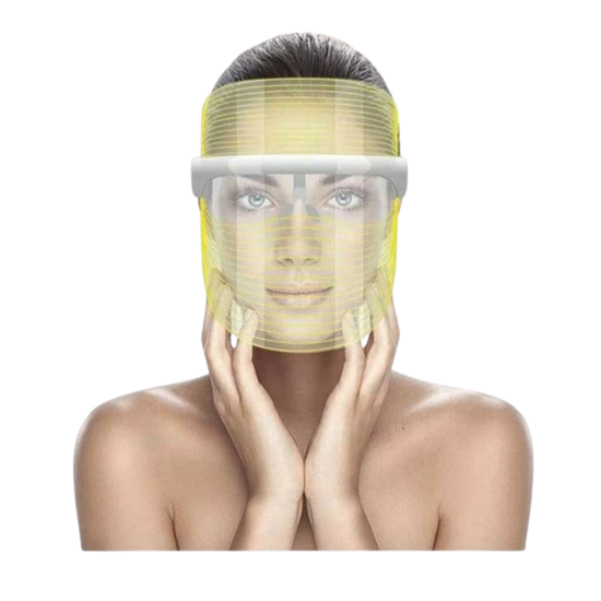 Person wearing a transparent face shield 