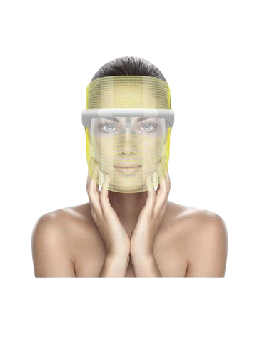 Person wearing a transparent face shield 