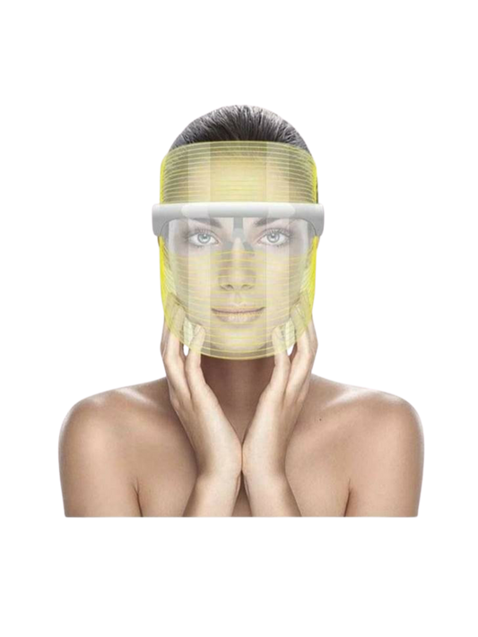 Person wearing a transparent face shield 