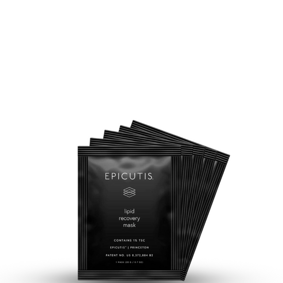 Black skincare mask packets with 'Epicutis' branding on a white background