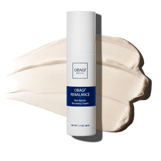 Obagi skincare product with a swatch of cream on a white background