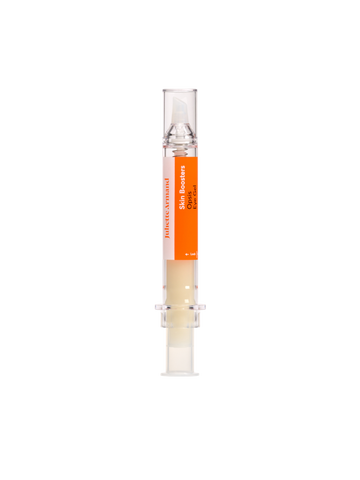 Small cylindrical container with an orange label
