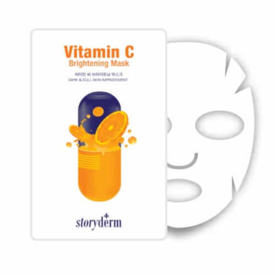 Vitamin C brightening mask with 'storyderm' branding