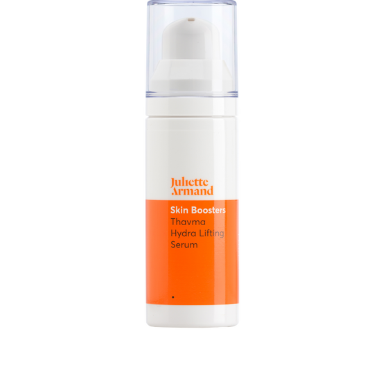 Skincare serum bottle with orange label