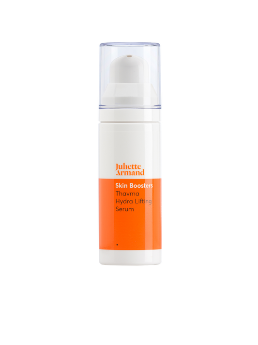 Skincare serum bottle with orange label