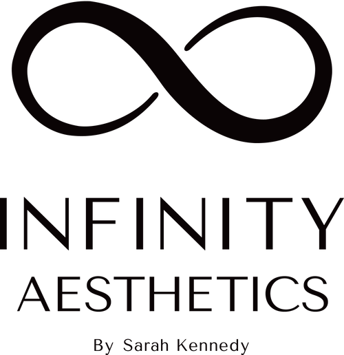 Infinity Aesthetics logo with an infinity symbol and text on a white background